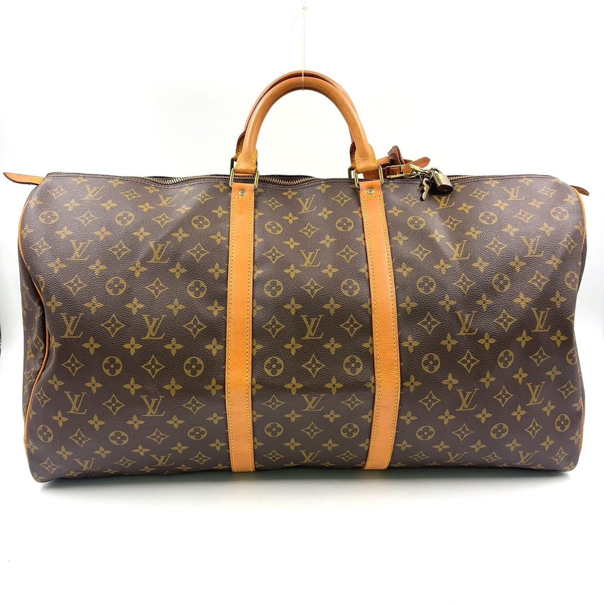 Louis Vuitton Keepall 60 Monogram Leather Brown Boston Bag Gold
