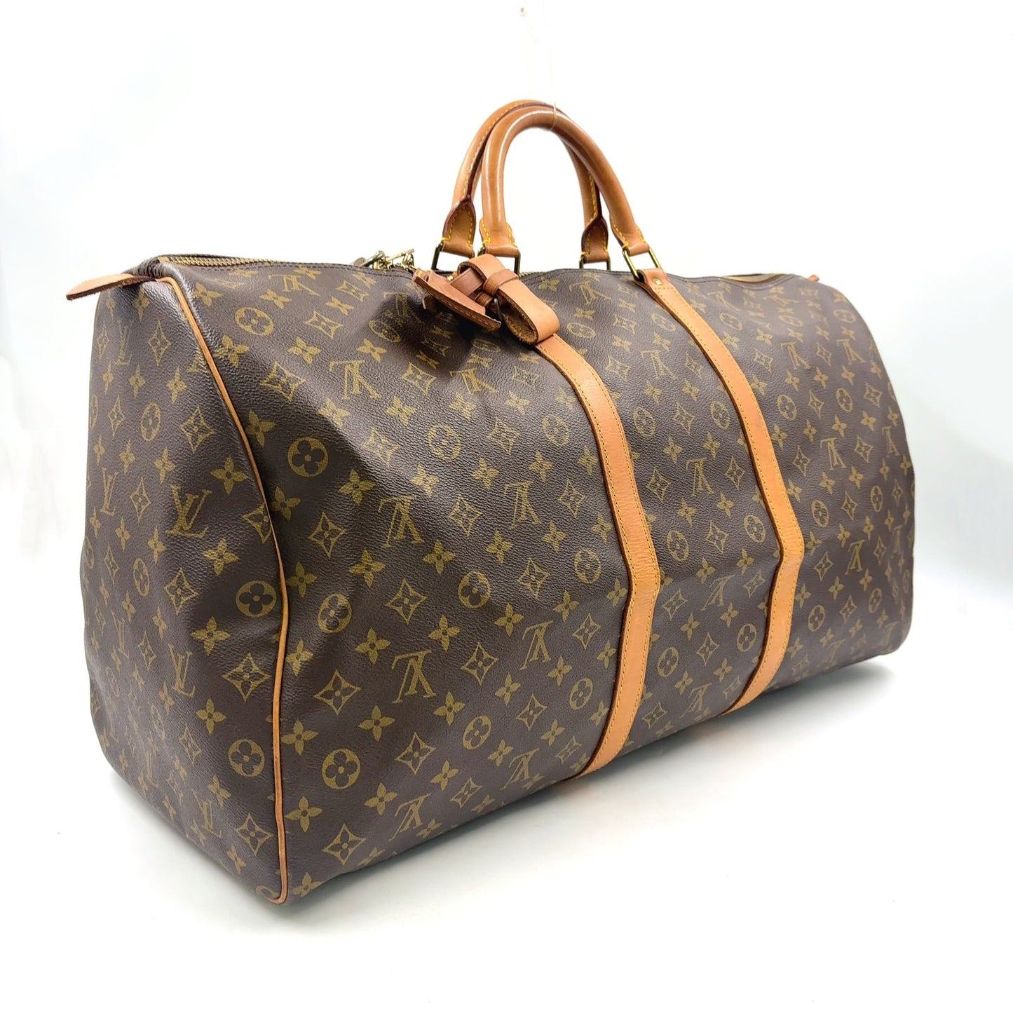Louis Vuitton Keepall 60 Monogram Leather Brown Boston Bag Gold — view 2