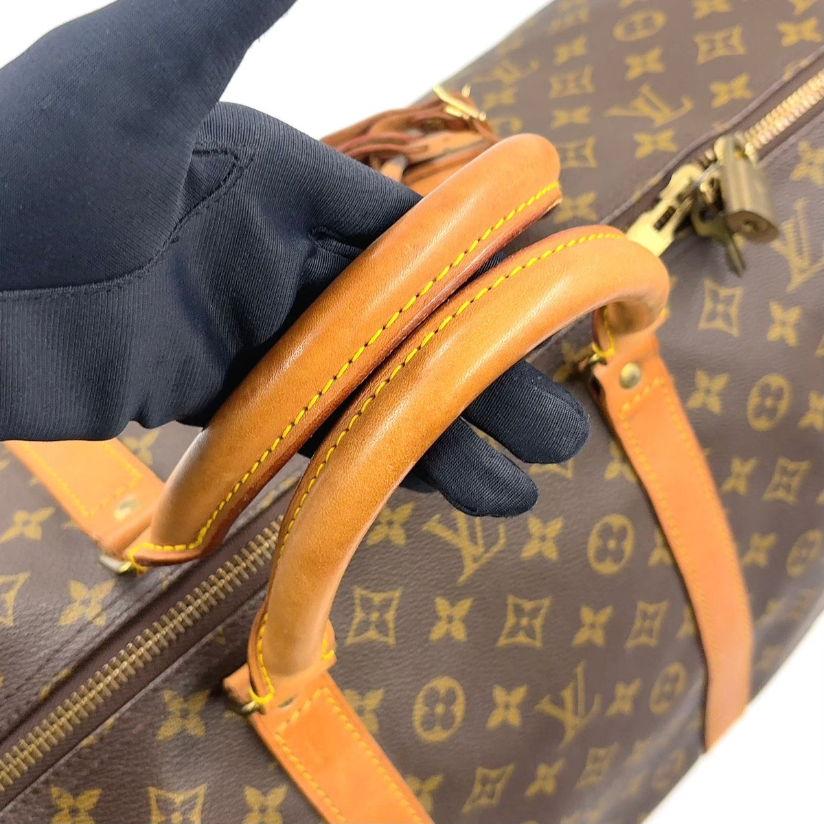Louis Vuitton Keepall 60 Monogram Leather Brown Boston Bag Gold — view 7