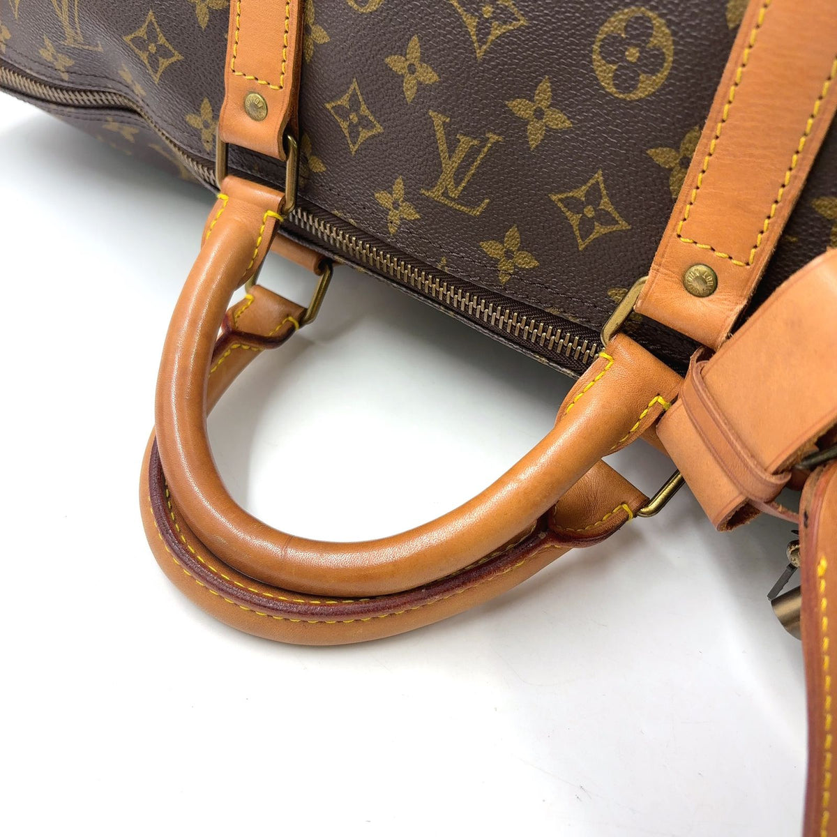 Louis Vuitton Keepall 60 Monogram Leather Brown Boston Bag Gold — view 6