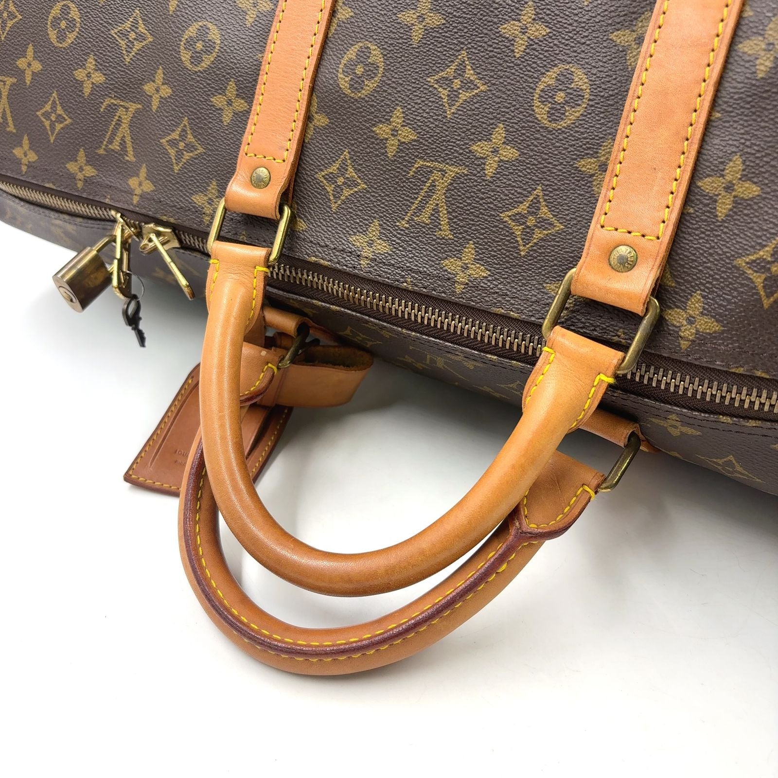 Louis Vuitton Keepall 60 Monogram Leather Brown Boston Bag Gold — view 5