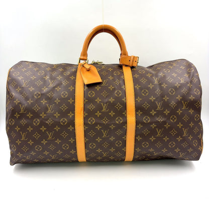 Louis Vuitton Keepall 60 Monogram Leather Brown Boston Bag Gold