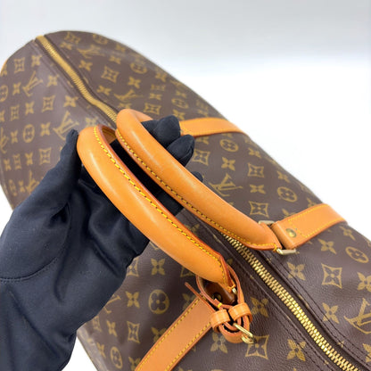Louis Vuitton Keepall 60 Monogram Leather Brown Boston Bag Gold — view 5