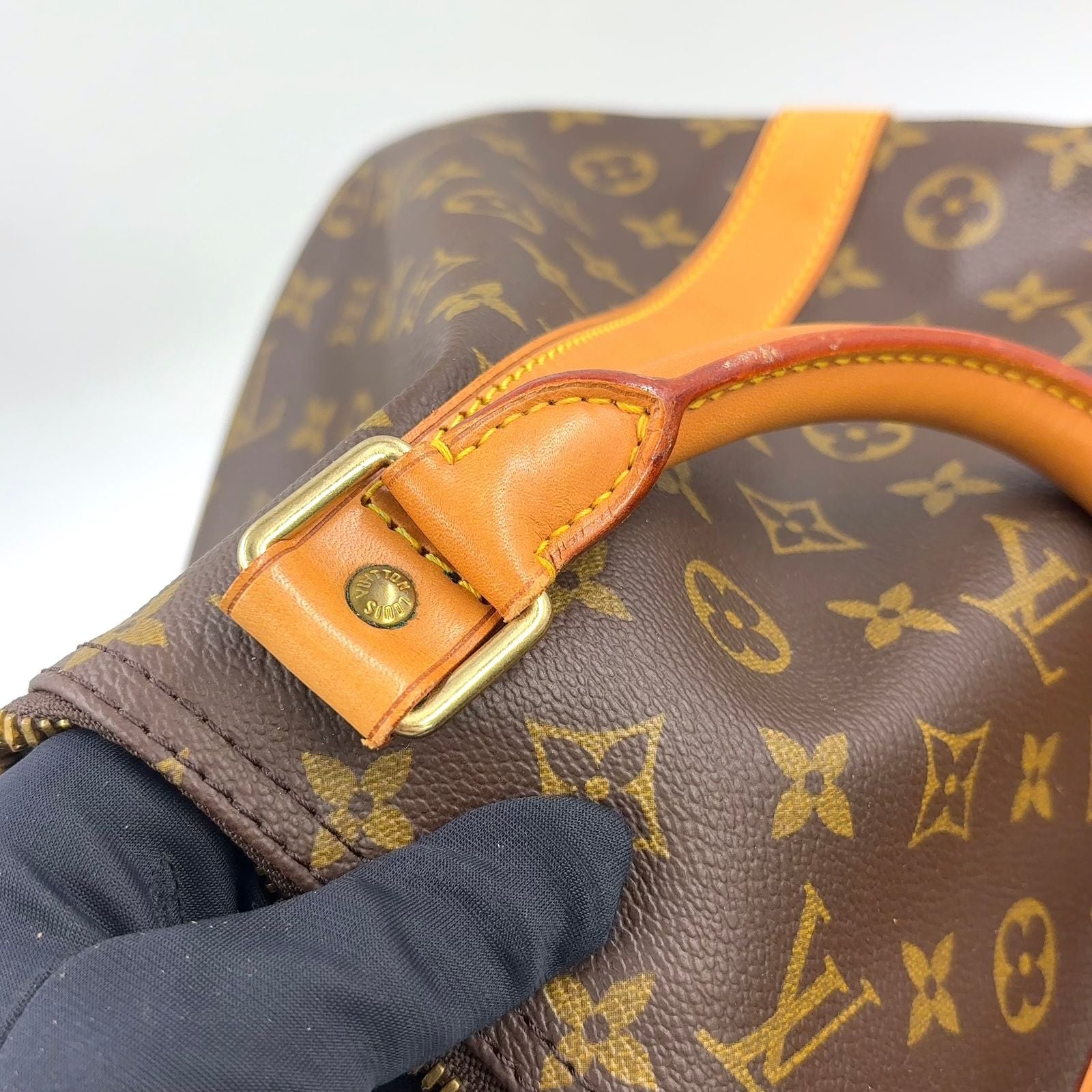 Louis Vuitton Keepall 60 Monogram Leather Brown Boston Bag Gold — view 6