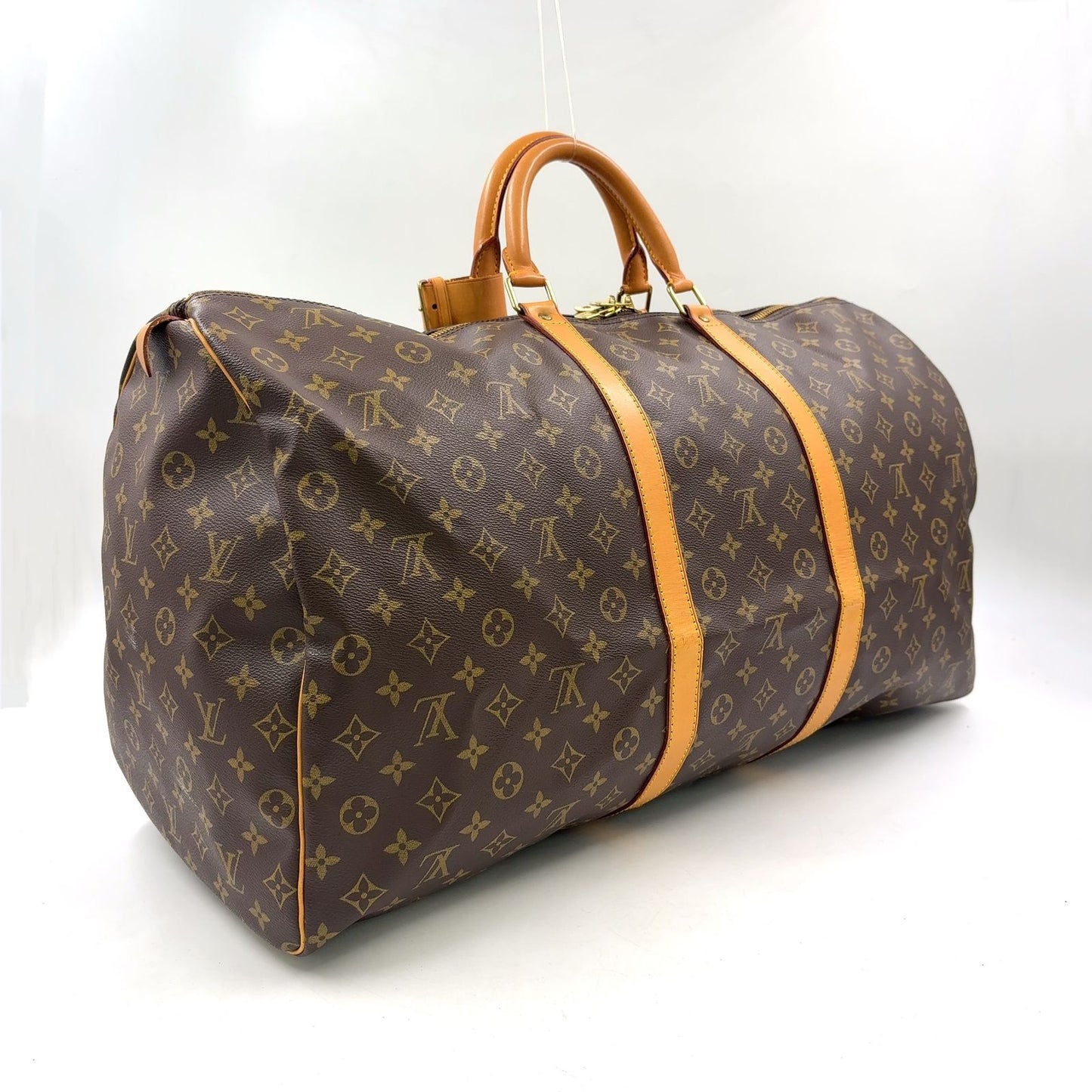 Louis Vuitton Keepall 60 Monogram Leather Brown Boston Bag Gold — view 2