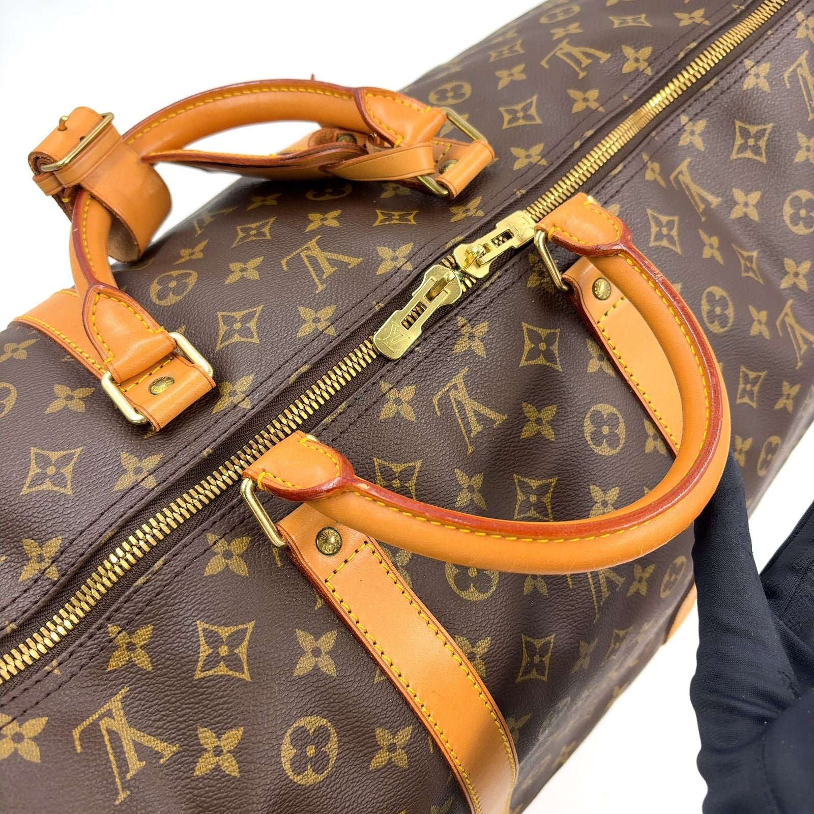 Louis Vuitton Keepall 60 Monogram Leather Brown Boston Bag Gold — view 7