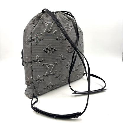 Louis Vuitton Drawstring Leather Nylon Black White Backpack — view 2