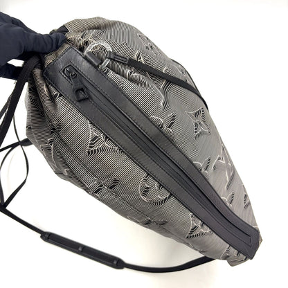 Louis Vuitton Drawstring Leather Nylon Black White Backpack — view 6