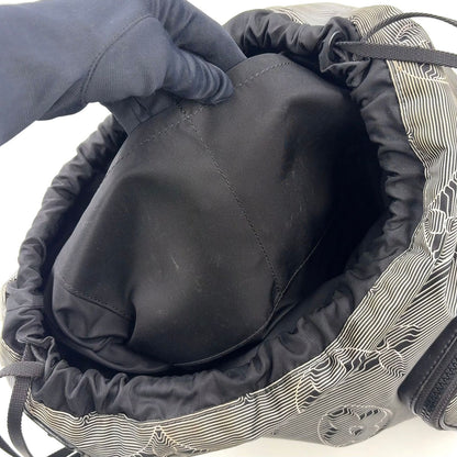 Louis Vuitton Drawstring Leather Nylon Black White Backpack — view 8