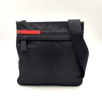 Prada Sports Nylon Black Shoulder Bag Silver