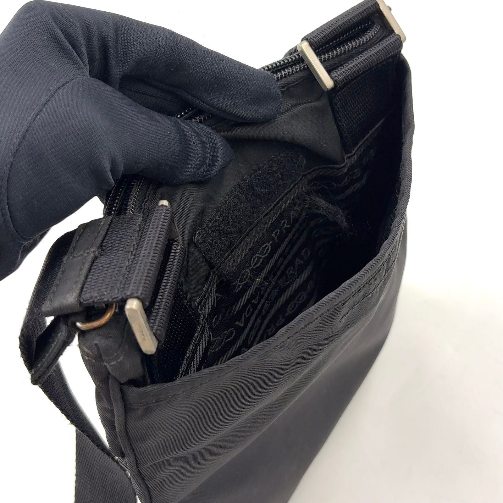Prada Sports Nylon Black Shoulder Bag Silver — view 8