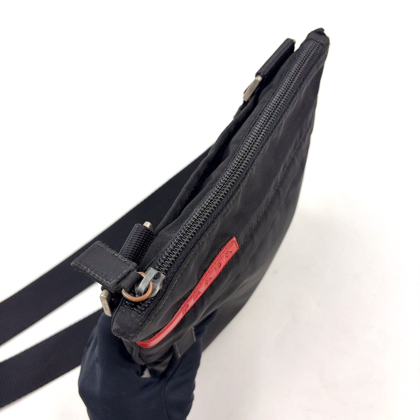 Prada Sports Nylon Black Shoulder Bag Silver — view 5