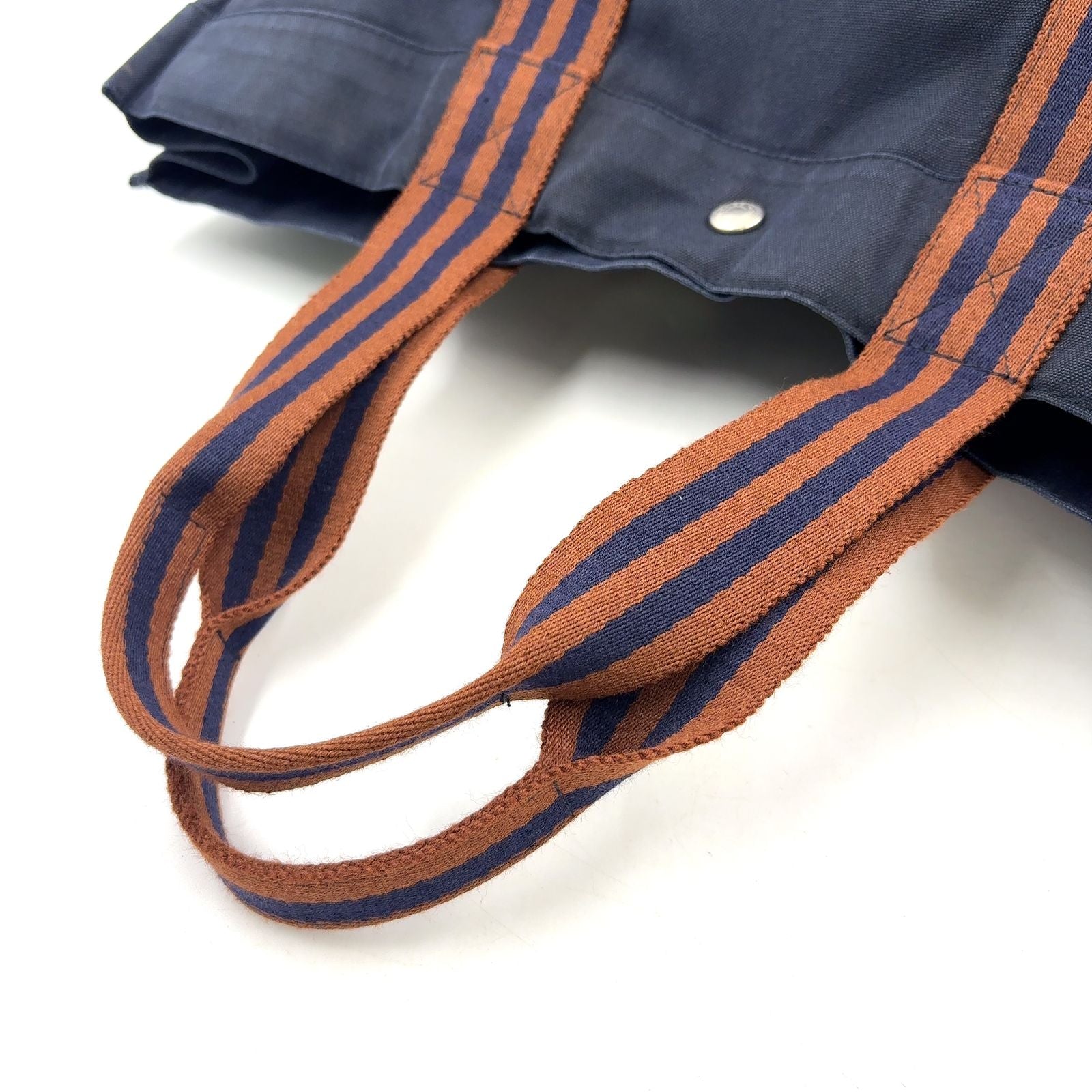 Hermes Fourre Tout MM Canvas Navy Brown Tote Silver — view 5