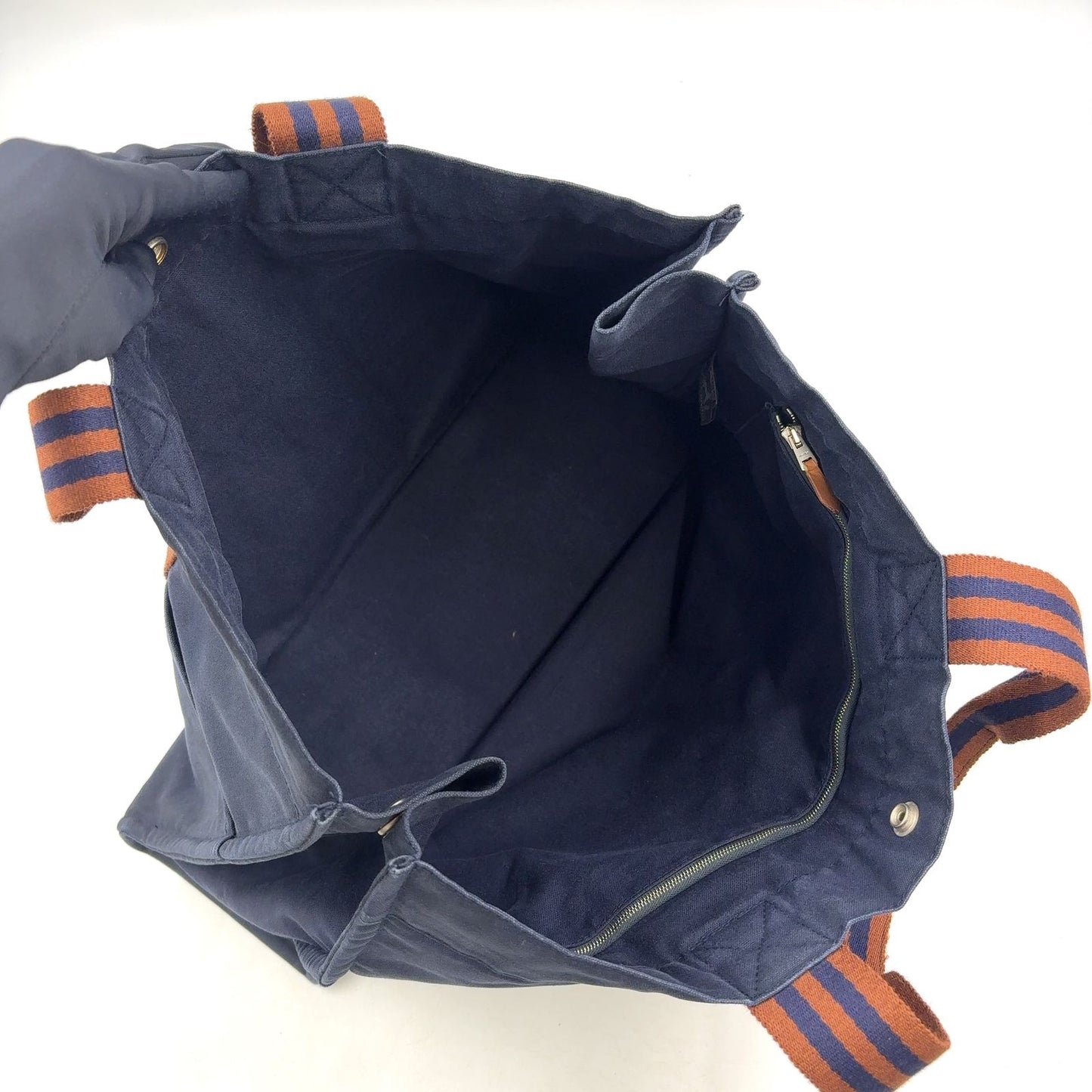 Hermes Fourre Tout MM Canvas Navy Brown Tote Silver — view 3