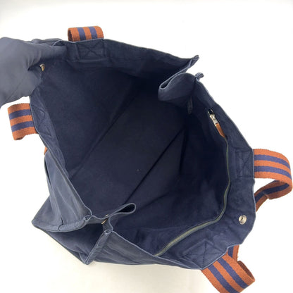 Hermes Fourre Tout MM Canvas Navy Brown Tote Silver — view 3