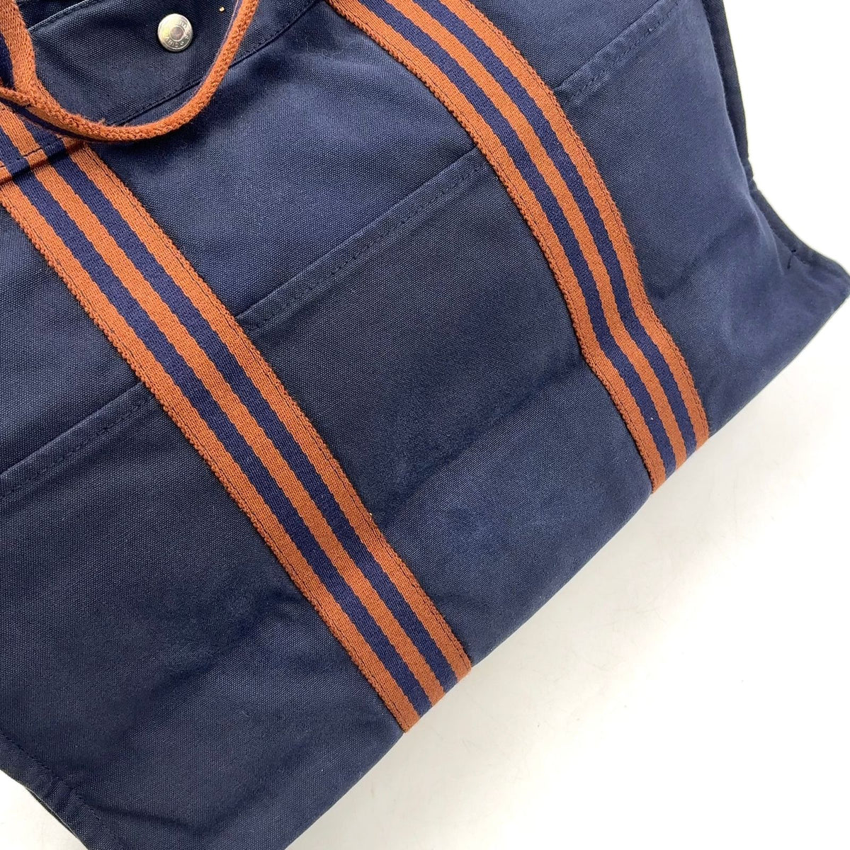 Hermes Fourre Tout MM Canvas Navy Brown Tote Silver — view 7