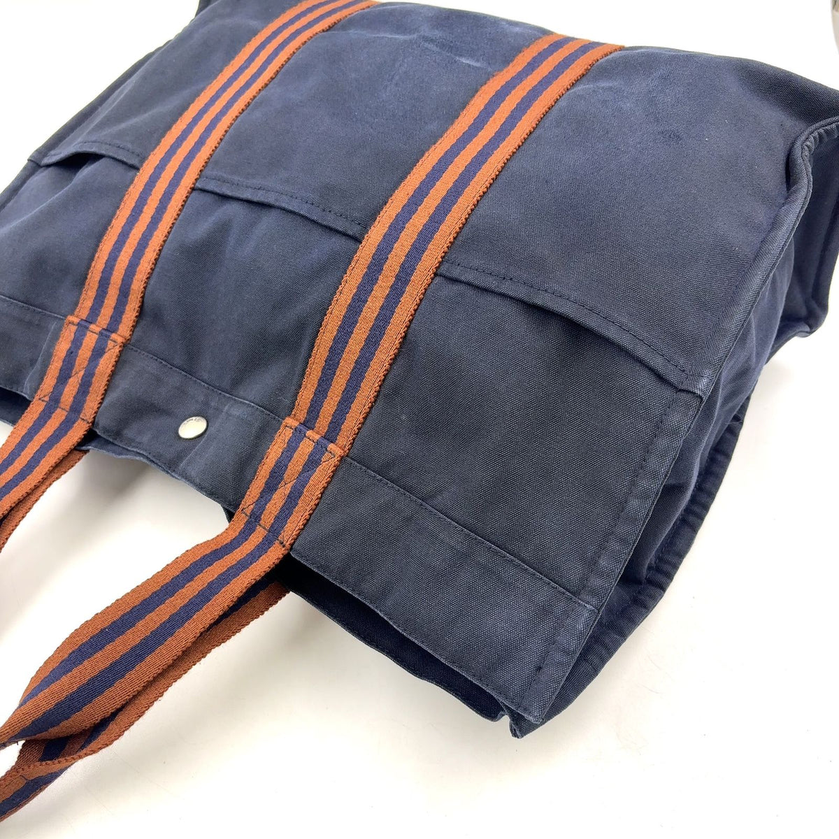 Hermes Fourre Tout MM Canvas Navy Brown Tote Silver — view 6