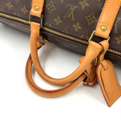 Louis Vuitton Keepall Bandouliere 55 Monogram Leather Brown Boston Bag Gold — view 6