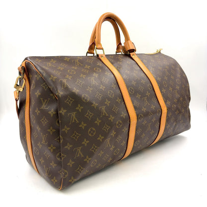 Louis Vuitton Keepall Bandouliere 55 Monogram Leather Brown Boston Bag Gold — view 2