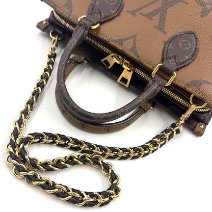 Louis Vuitton on the Go East West 2-Way Chain Shoulder Black Beige Handbag Gold — view 5