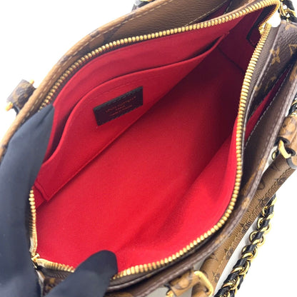 Louis Vuitton on the Go East West 2-Way Chain Shoulder Black Beige Handbag Gold — view 3