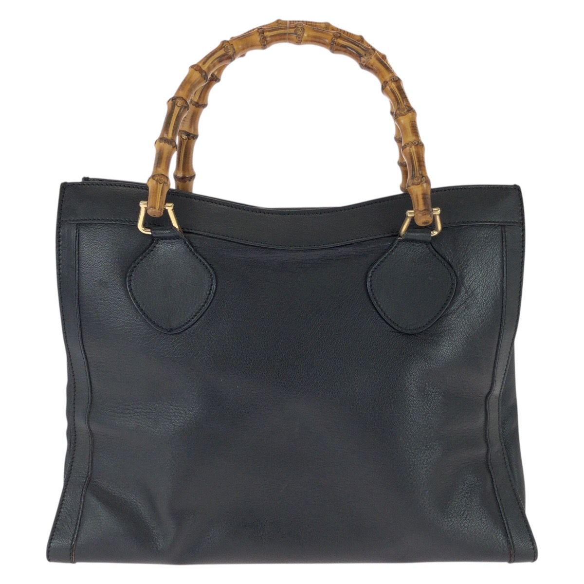 Gucci Bamboo Black Gold Leather Tote — view 2