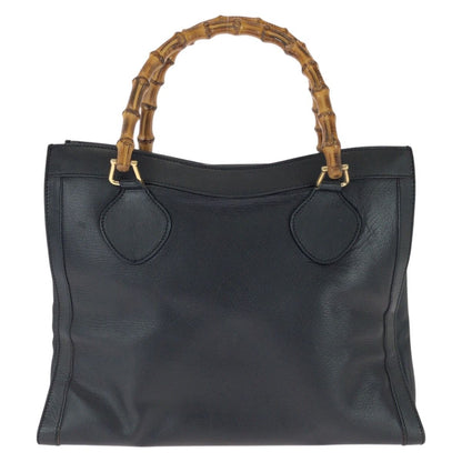Gucci Bamboo Black Gold Leather Tote — view 2