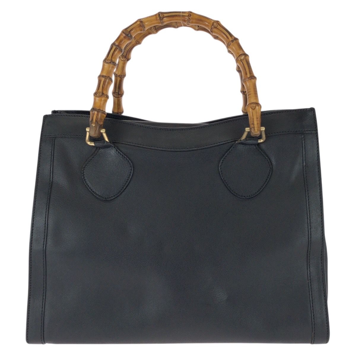 Gucci Bamboo Black Gold Leather Tote