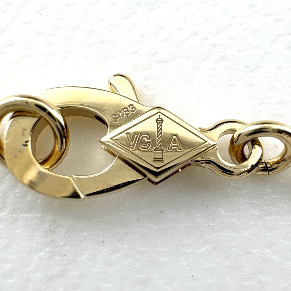Van Cleef & Arpels Vintage Alhambra Diamond Yellow Gold Pendant Pave Necklace — view 6