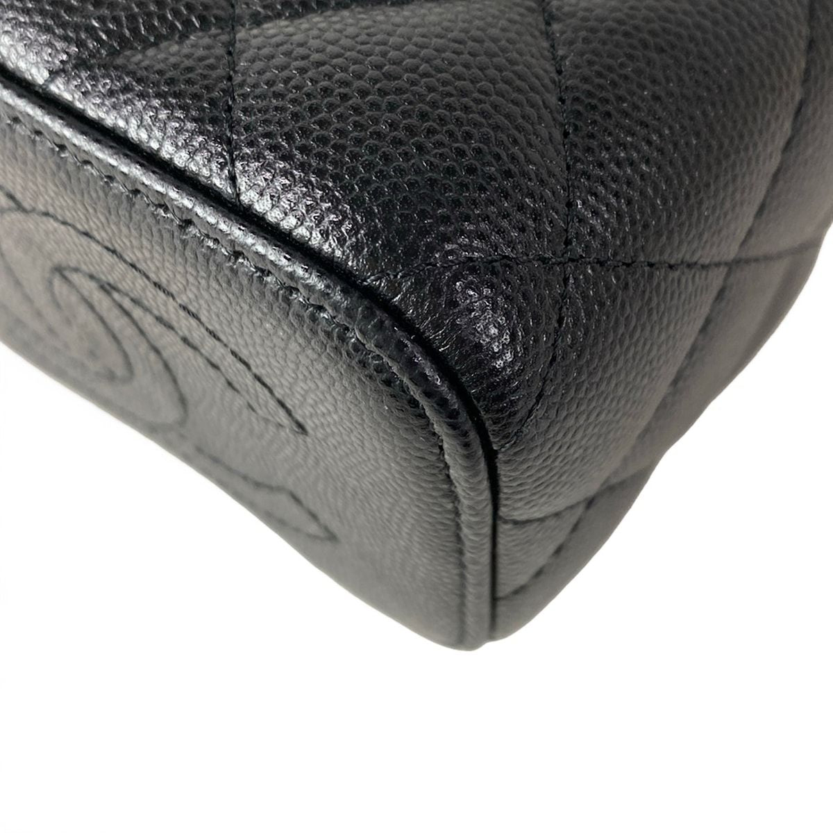 Chanel Vanity Quilted Black Chain Shoulder Silver Mini Bag — view 6