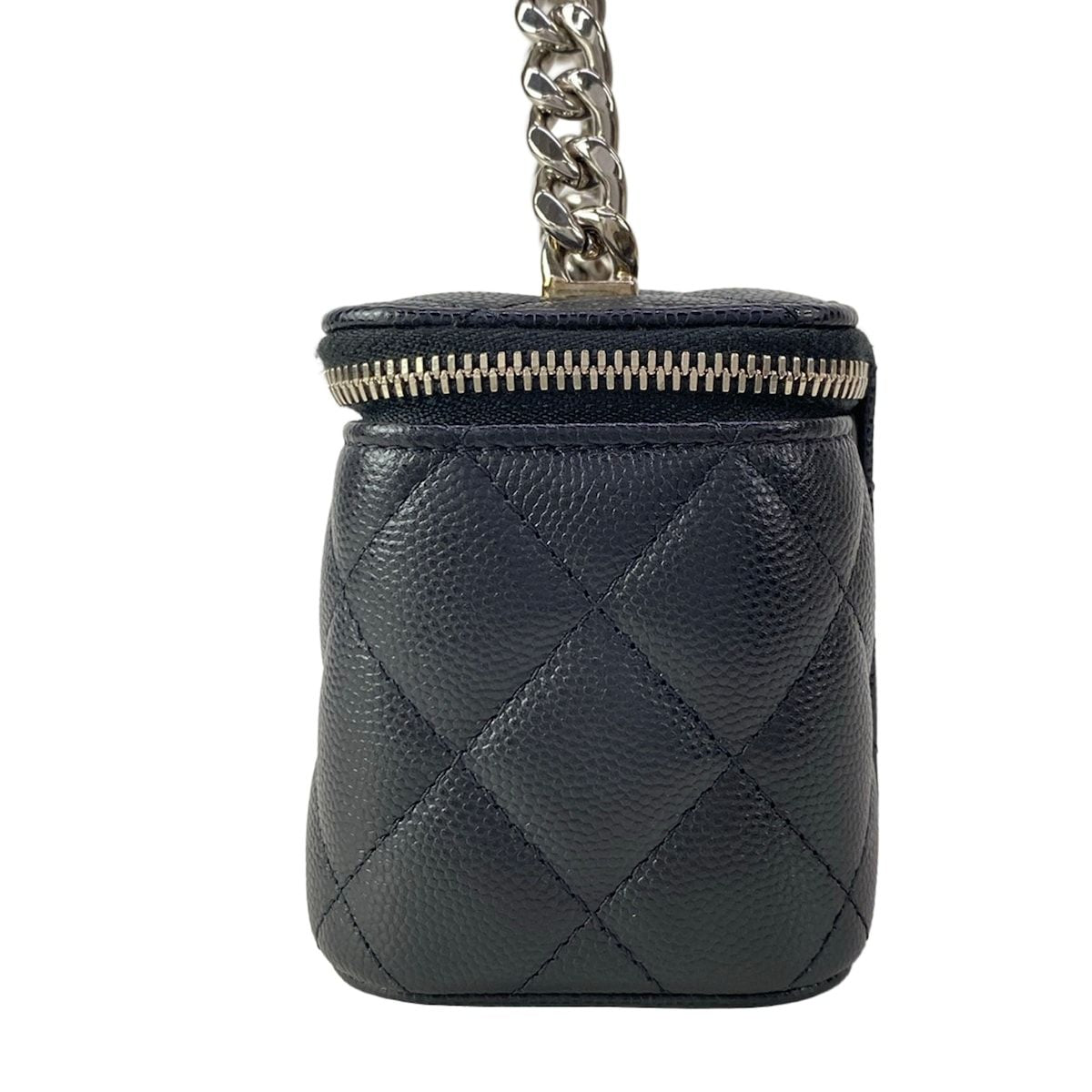 Chanel Vanity Quilted Black Chain Shoulder Silver Mini Bag — view 4
