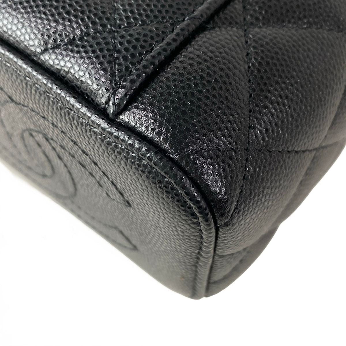Chanel Vanity Quilted Black Chain Shoulder Silver Mini Bag — view 8