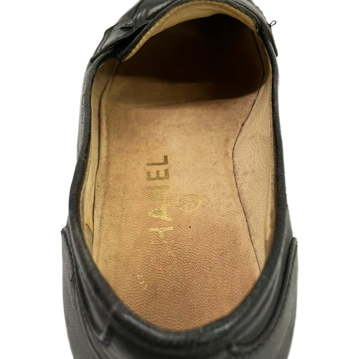 Chanel Loafers Black Gold CC Logo Leather — view 7
