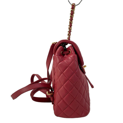 Chanel Backpack Quilted Red Chain Shoulder Gold Lambskin — view 2
