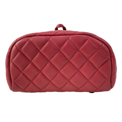 Chanel Backpack Quilted Red Chain Shoulder Gold Lambskin — view 5