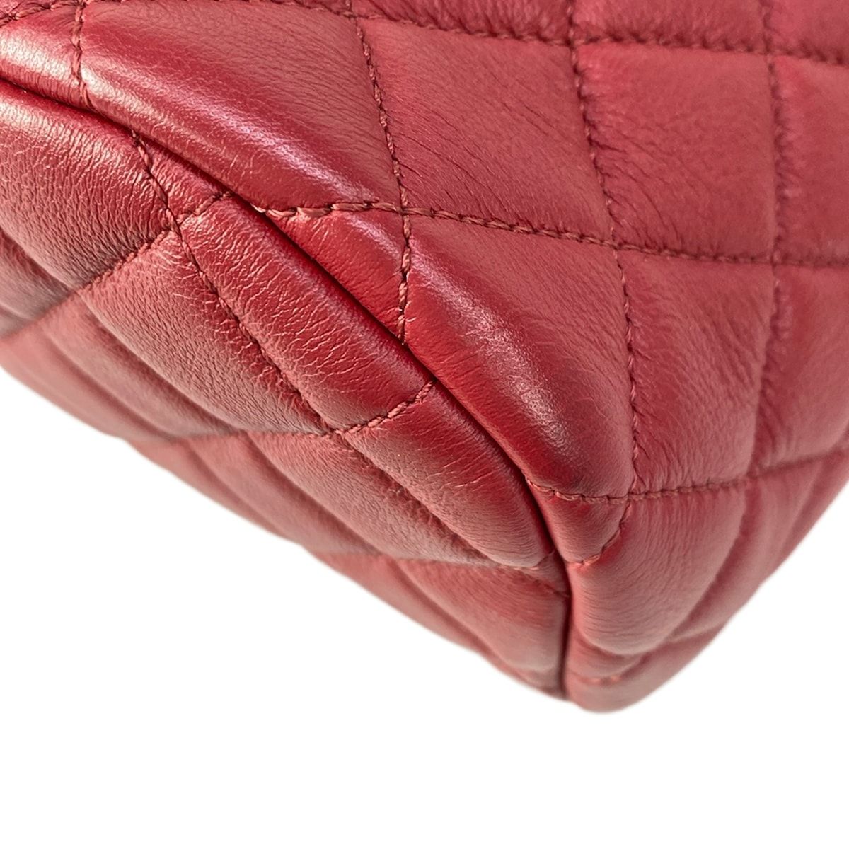Chanel Backpack Quilted Red Chain Shoulder Gold Lambskin — view 6