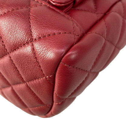 Chanel Backpack Quilted Red Chain Shoulder Gold Lambskin — view 8