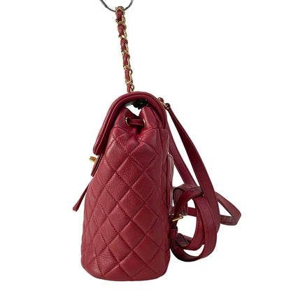 Chanel Backpack Quilted Red Chain Shoulder Gold Lambskin — view 4