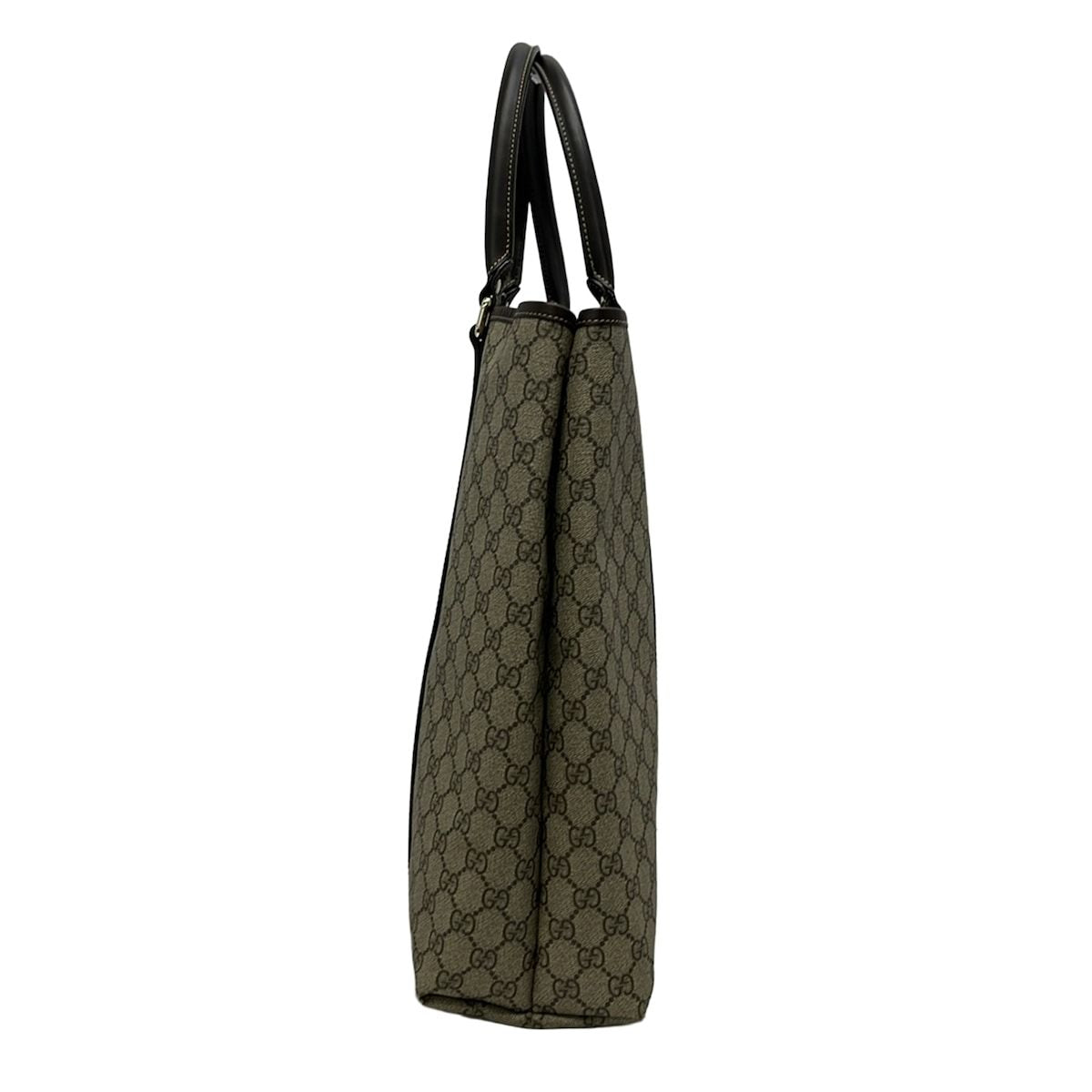 Gucci Tote GG Plus Supreme Beige Dark Brown Leather — view 2