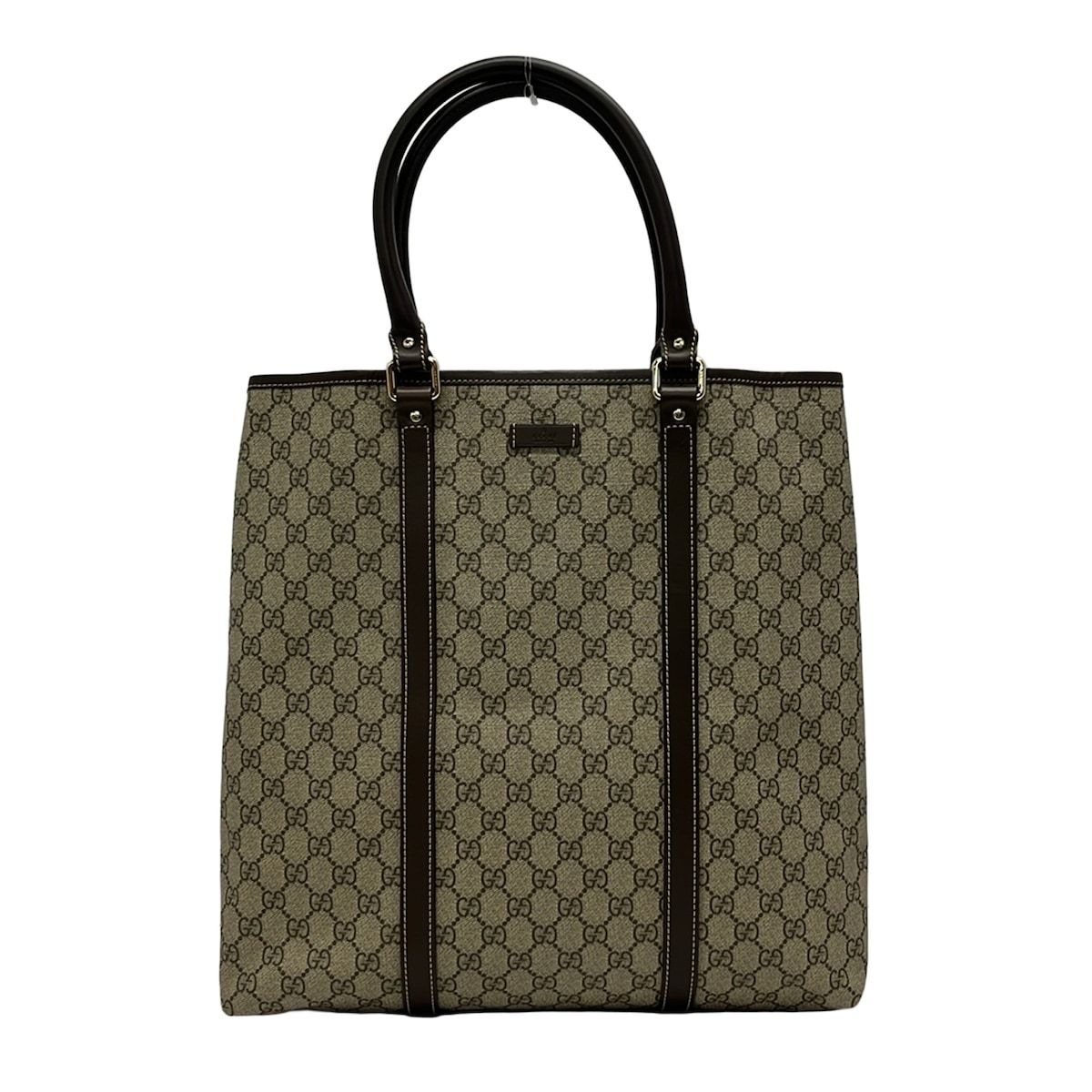 Gucci Tote GG Plus Supreme Beige Dark Brown Leather