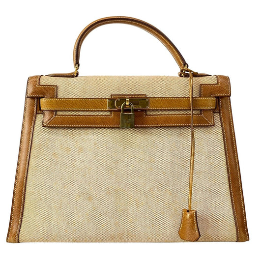 Hermes Handbag Kelly 32 Ivory Gold