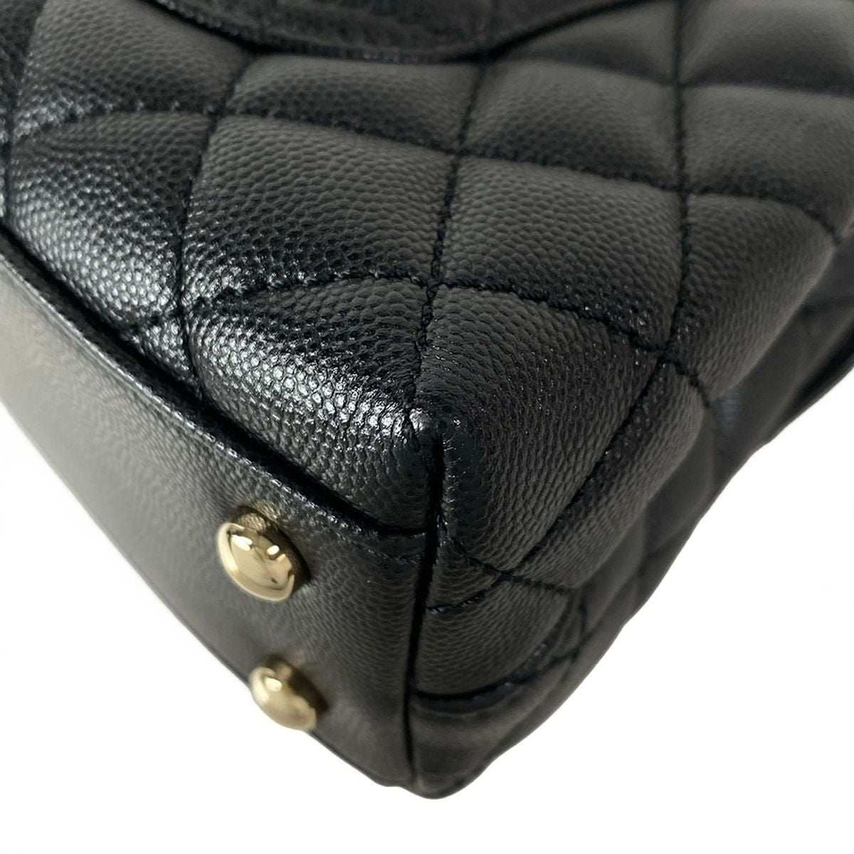 Chanel Handbag Small Top Handle Flap Bag Quilted Coco XS Black Gold — view 8