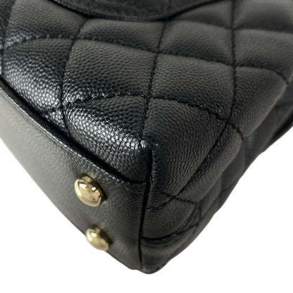 Chanel Handbag Small Top Handle Flap Bag Quilted Coco XS Black Gold — view 8