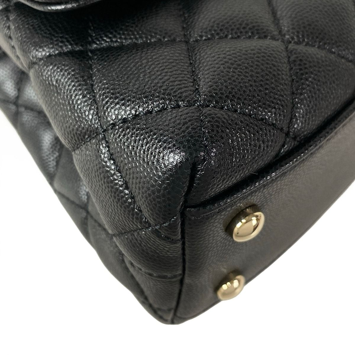 Chanel Handbag Small Top Handle Flap Bag Quilted Coco XS Black Gold — view 7