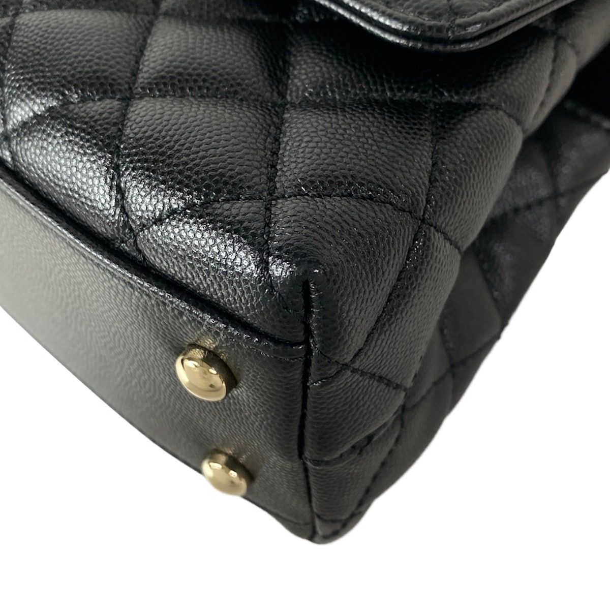 Chanel Handbag Small Top Handle Flap Bag Quilted Coco XS Black Gold — view 6