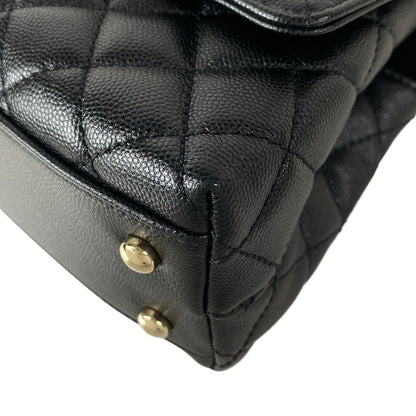 Chanel Handbag Small Top Handle Flap Bag Quilted Coco XS Black Gold — view 6