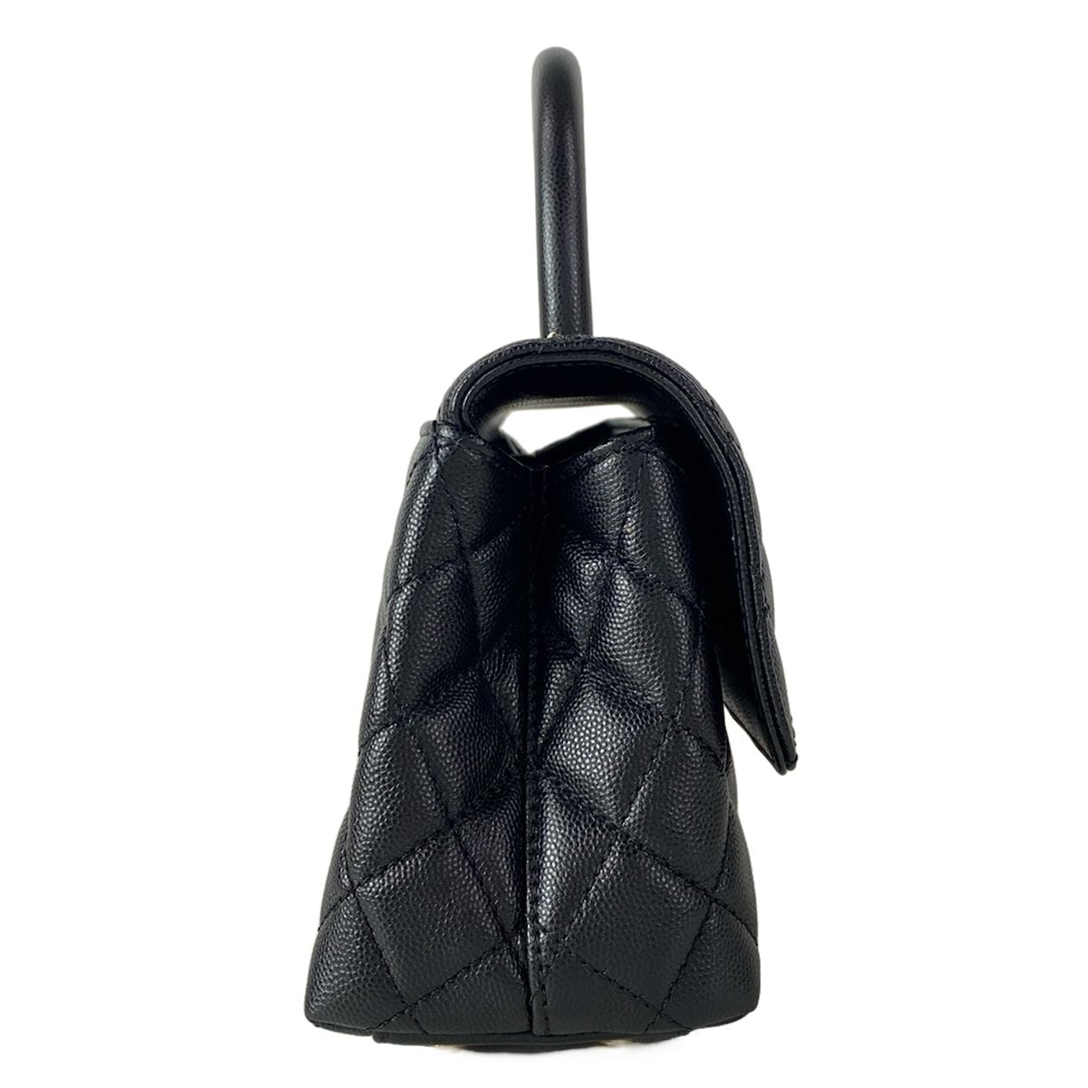 Chanel Handbag Small Top Handle Flap Bag Quilted Coco XS Black Gold — view 2