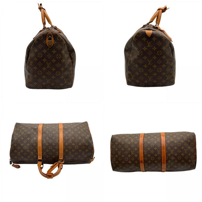 Louis Vuitton Keepall 50 Monogram Boston Bag Travel Leather Brown Gold Padlock — view 6