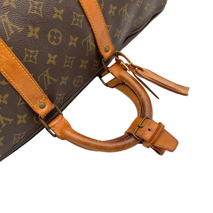 Louis Vuitton Keepall 50 Monogram Boston Bag Travel Leather Brown Gold Padlock — view 5