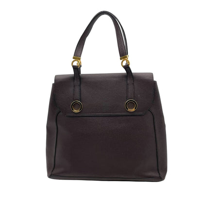 Bvlgari Tamara Tote Flap Circle Gray Leather Dark Brown Gold Vintage E5 — view 2